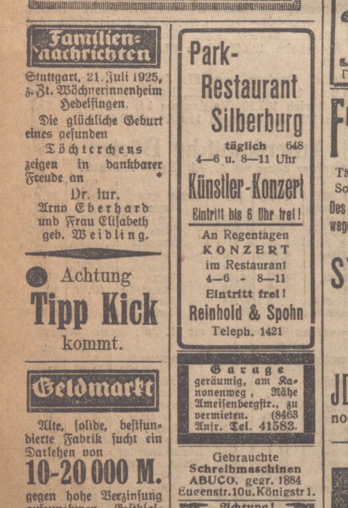 1925-07-22-Schwäbischer-Merkur-Morgenblatt-Seite-4-Werbeanzeige-Tipp-Kick-kommt