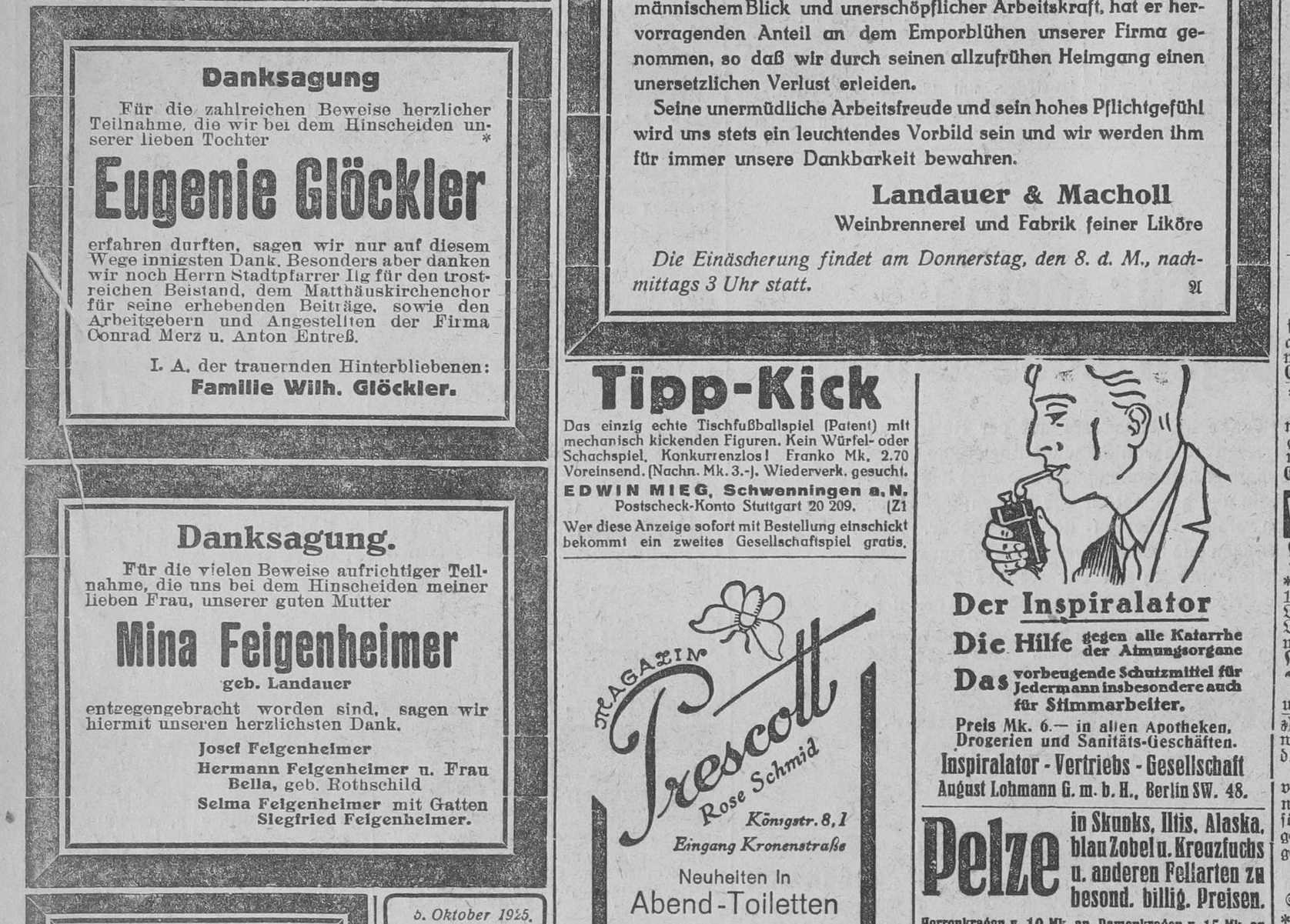 1925-10-07-Stuttgarter-Neues-Tageblatt-Abendausgabe-Seite-8-Werbeanzeige-Patent-Alleinstellungsmerkmal-Sterbeanzeigen