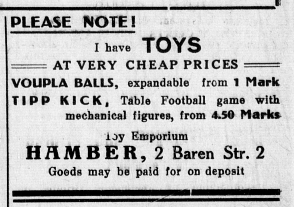 1927-06-12-The-Cologne-Post-Wiesbaden-Times-Seite-10-Werbeanzeige-englisch-Spielwarenladen